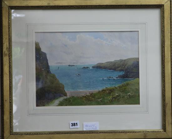 A. Hamilton, watercolour, Cornish cove scene, 24 x 34cm